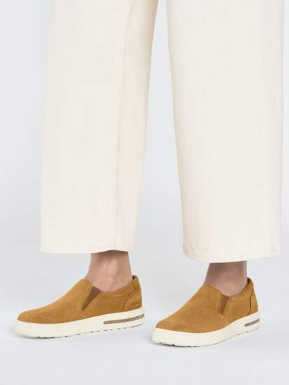 Birkenstock Oswego Tan Corduroy Leather Slip On Sneakers 37